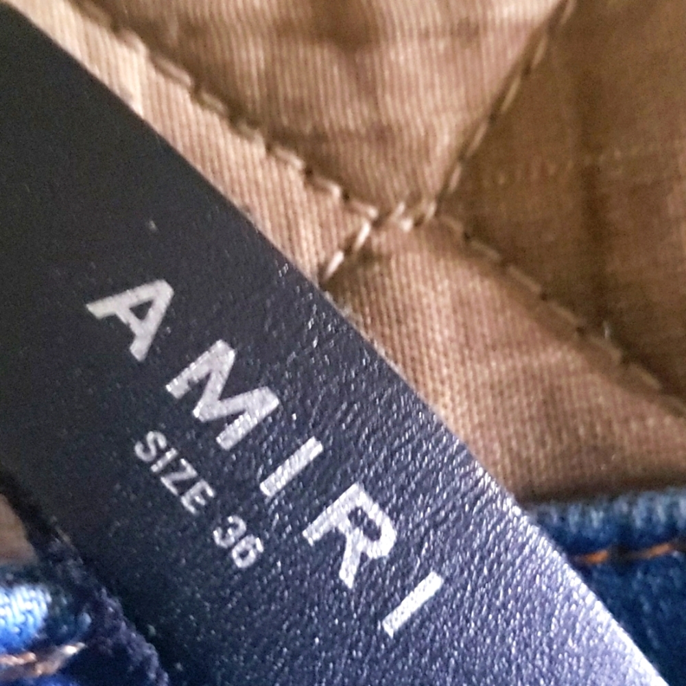 Amiri jeans size 36 fit like 34 skinny jeans . Had for a about a month . Blue